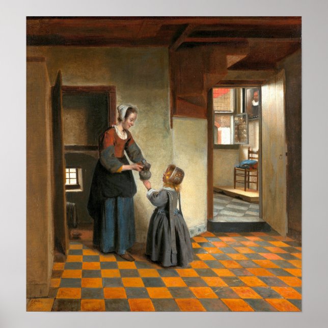 Poster De Hooch - Femme Avec Enfant Dans La Panterie (Devant)
