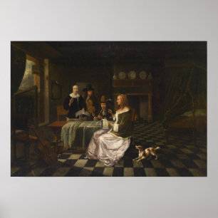 Poster De Hooch - Intérieur Avec Quatre Personnes