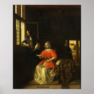 Poster De Hooch - Intérieur avec une jeune femme lisant u