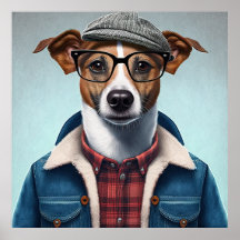 Poster de Jack Russell Terrier Hipster Chien