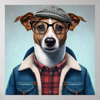 Poster de Jack Russell Terrier Hipster Chien