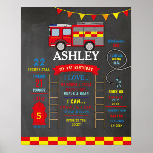 Poster de jalon 1er Moteur de feu de camion