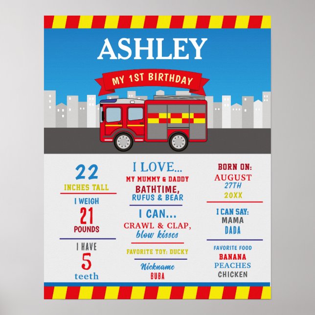 Poster de jalon 1er Moteur de feu de camion (Devant)