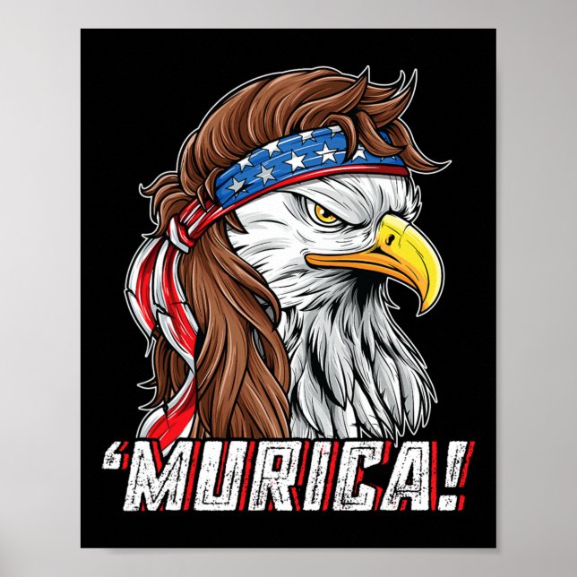 Poster De Juillet Bald Eagle Mullet Murica Usa Usa Merica (Devant)