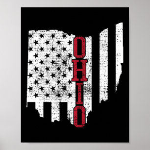 Poster De Juillet Ohio États-Unis Drapeau États-Unis Vint