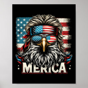 Poster De Juillet Patriotic Funny Eagle Juillet 4 Usa Mer
