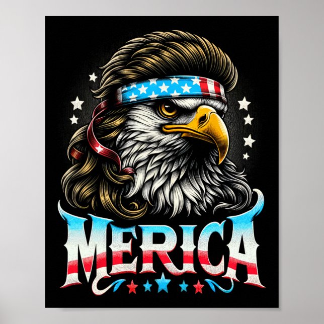 Poster De Juillet Patriotic Funny Eagle Juillet 4 Usa Mer (Devant)