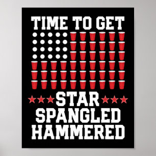 Poster De Juillet T Chemise Cadeau Bière Pong Drapeau Amé