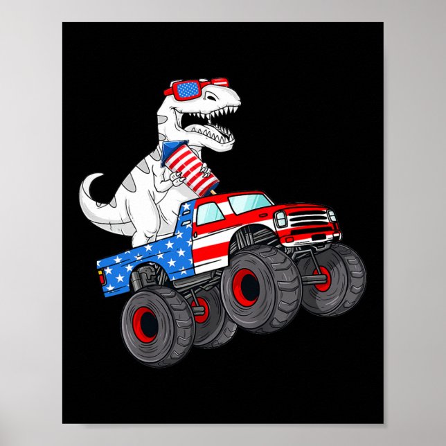 Poster De Juillet T Rex Dino Trex Dinosaur Monster Truck  (Devant)