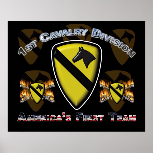 Poster de la 1ère Cav Fort Hood Texas (Devant)