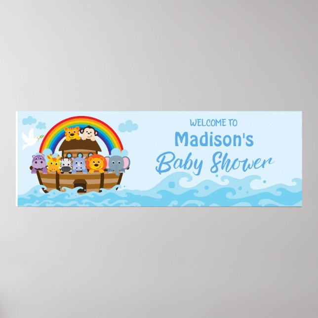 Poster de la bannière du Baby shower Arche de Noah (Devant)