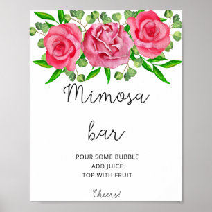 Poster de la barre de mimosa rose aquarelle