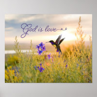 Poster de la Bible aux colibris Verse God Is Love