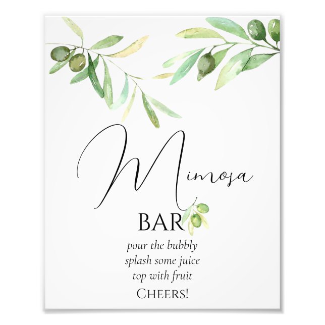 Poster de la branche d'olivier Baby shower Mimosa  (Devant)