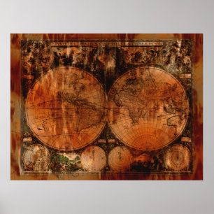 Poster de la carte Arty Vintage Old World