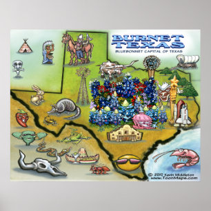 Poster de la carte Burnet TEXAS
