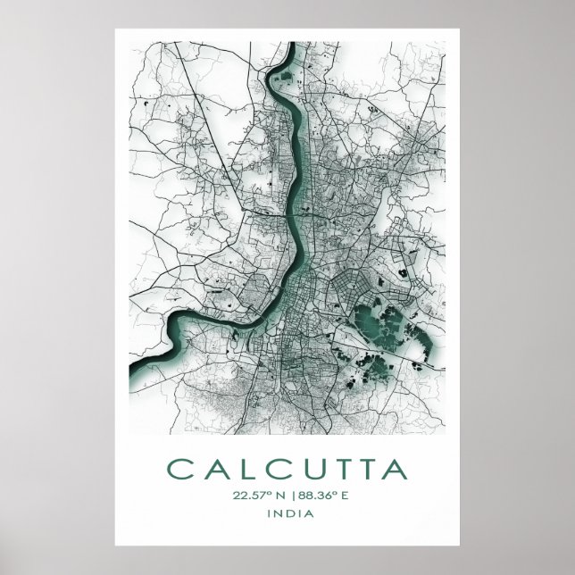 Poster de la carte Calcutta/Kolkata| Bengale occid (Devant)