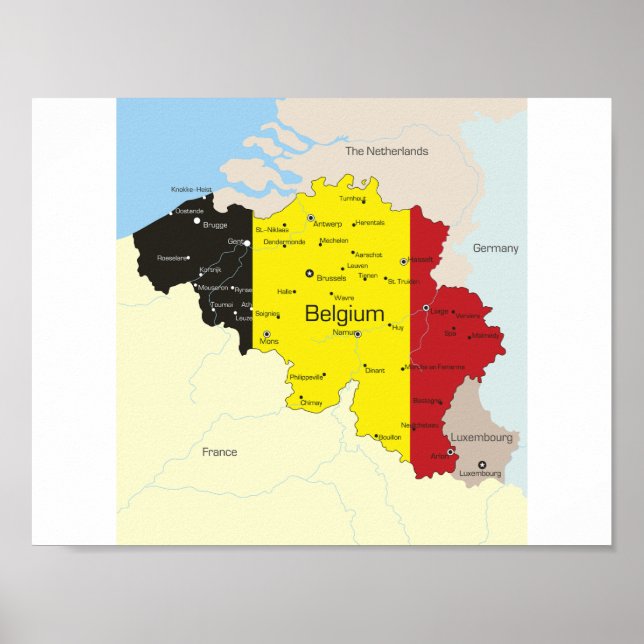 Poster de la carte de Belgique (Devant)