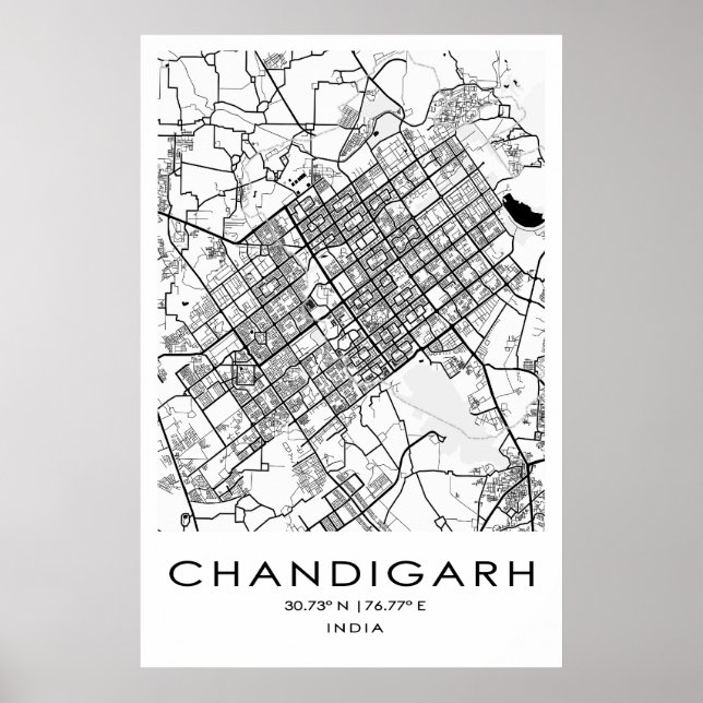 Poster de la carte de Chandigarh| Punjab| Inde (Devant)