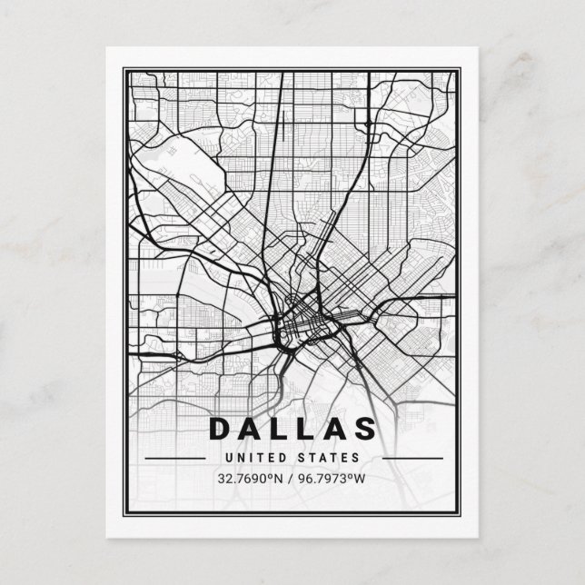 Poster de la carte de Dallas Texas USA Travel City (Devant)