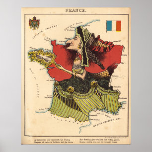Poster de la carte de France vintage