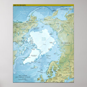 Poster de la carte de la région de l'Arctique