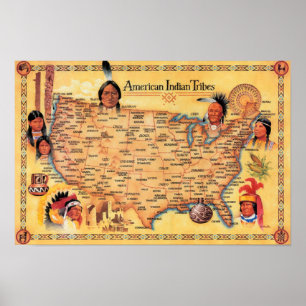 Poster de la carte de la tribu des Amérindiens