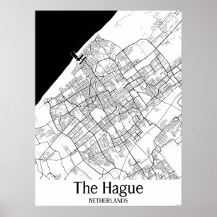 Poster de la carte de la ville noire et blanche de