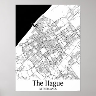Poster de la carte de la ville noire et blanche de