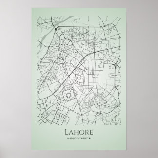 Poster de la carte de Lahore | Carte routière de L