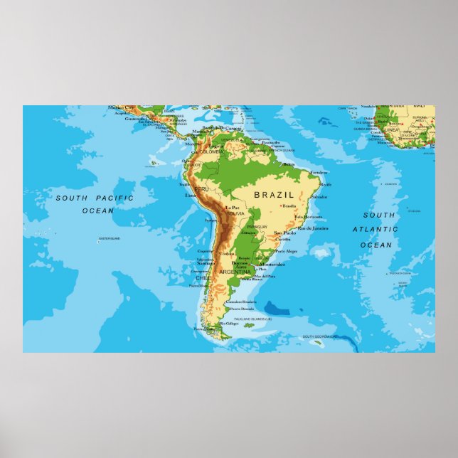 Poster de la carte de l'Amérique du Sud (Devant)