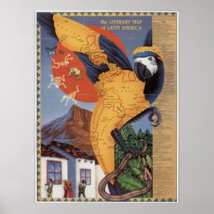 Poster de la carte de l'Amérique du Sud