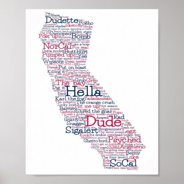 Poster de la carte de l'art de la Californie USA S (Devant)