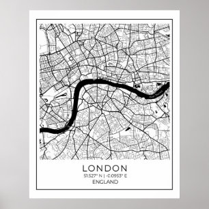 Poster de la carte de Londres - Décor art du mur d