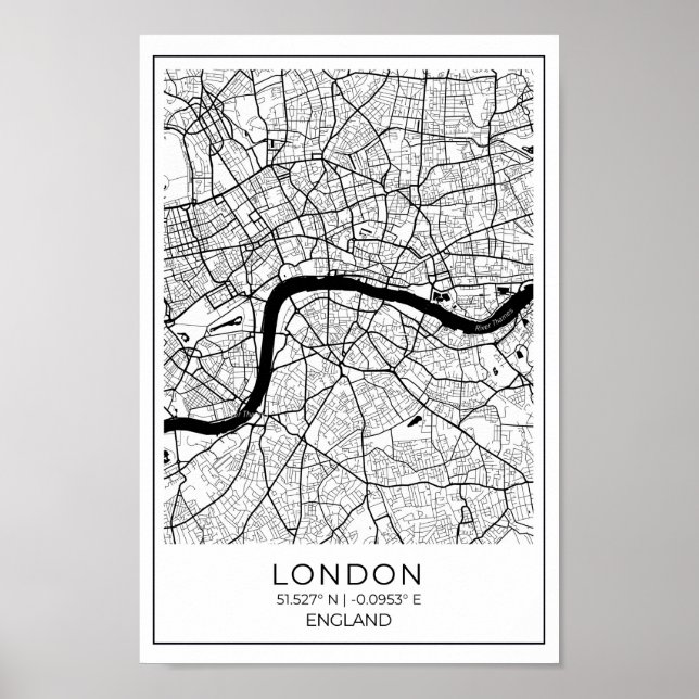 Poster de la carte de Londres - London Wall Art (Devant)