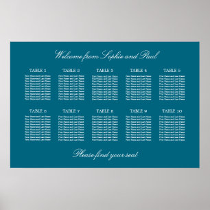 Poster de la carte de Mariage de table Turquoise 1