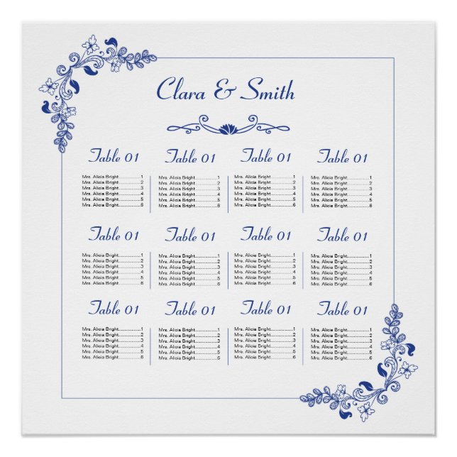 Poster de la carte de Mariage floral (Devant)