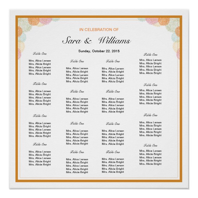 Poster de la carte de Mariage floral (Devant)