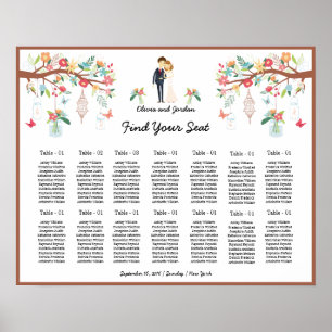 Poster de la carte de Mariage floral romantique