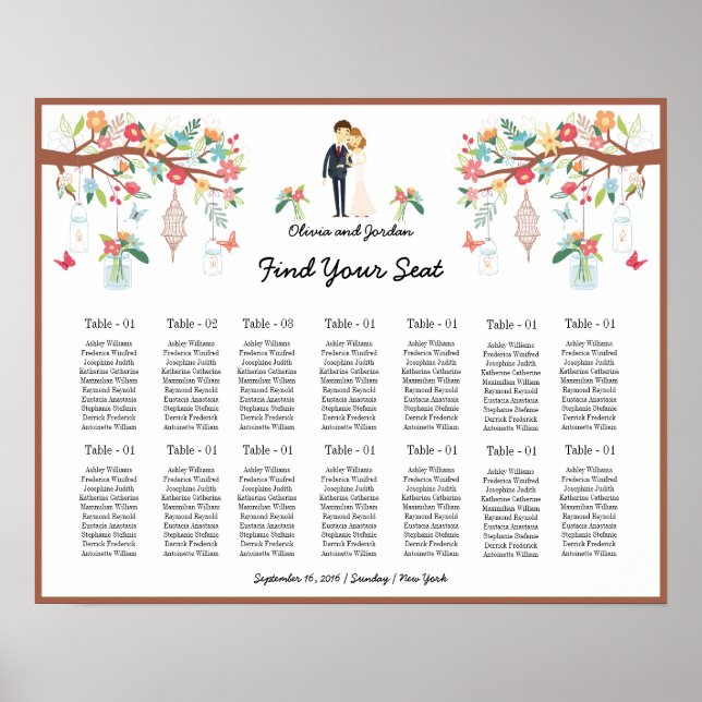 Poster de la carte de Mariage floral romantique (Devant)