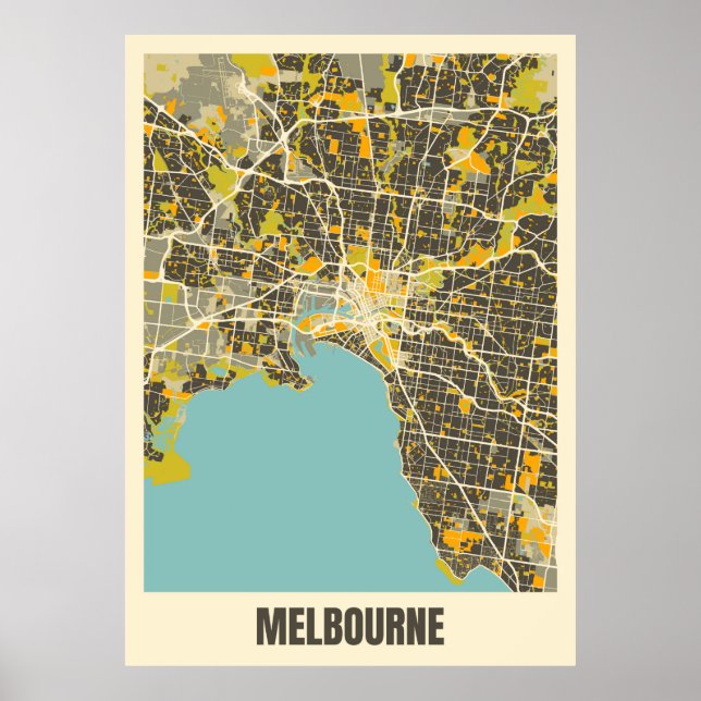 Poster de la carte de Melbourne (Devant)