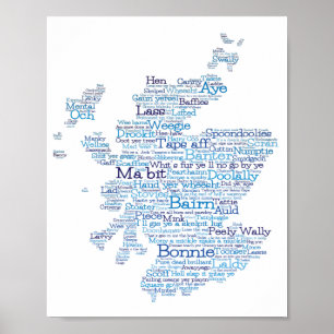 Poster de la carte de mots écossais Slang