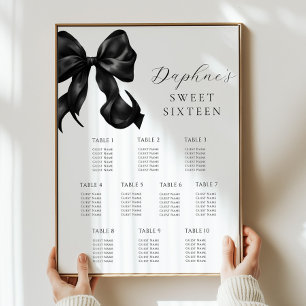 Poster de la carte de siège en Sweet sixteen noir