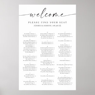 Poster de la carte de siège Mariage classique Eleg