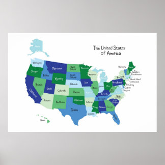 Poster de la carte des États-Unis en classe