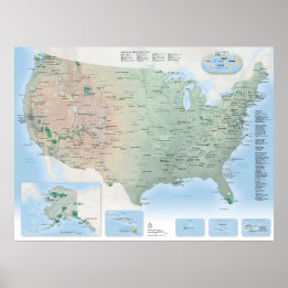 Poster de la carte des parcs nationaux des États-U