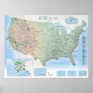 Poster de la carte des parcs nationaux des États-U