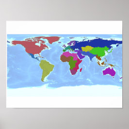 Poster de la carte des régions du monde