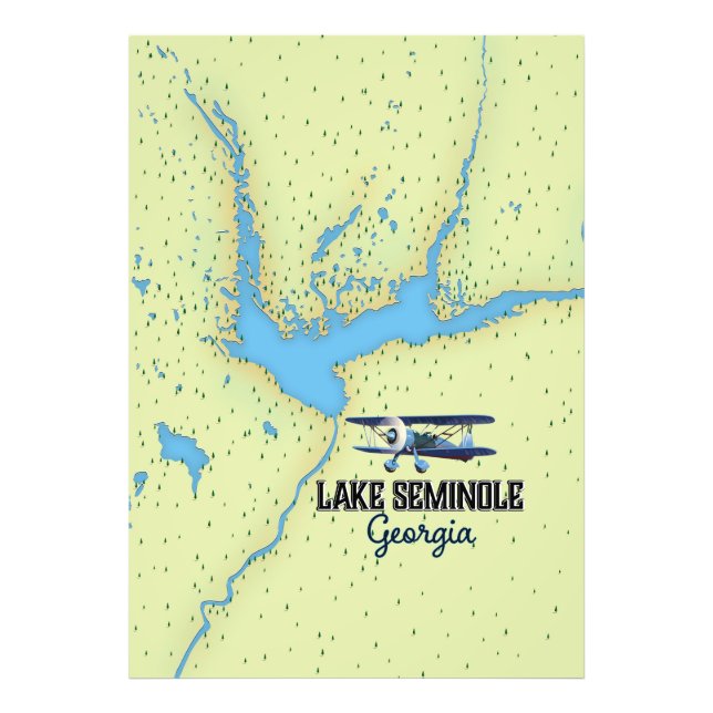 Poster de la carte du lac Seminole Georgia (Devant)