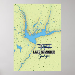 Poster de la carte du lac Seminole Georgia